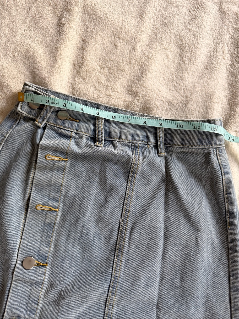 Light Blue Denim Button-Front Midi Skirt - Picture 2 of 6
